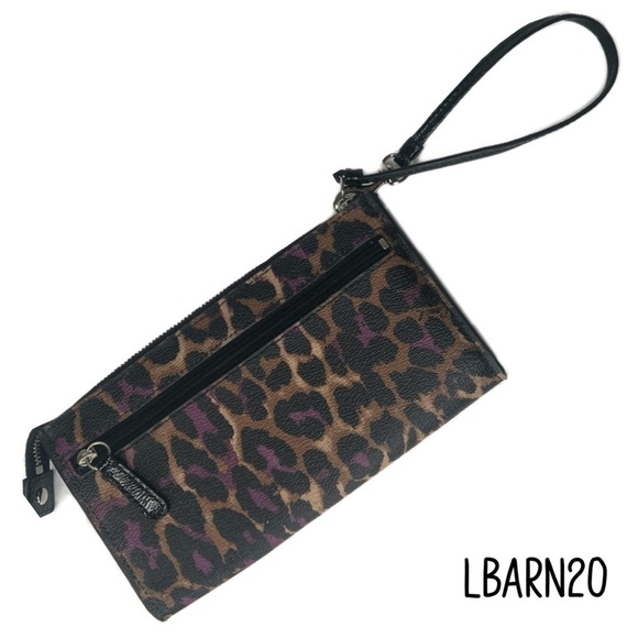 Coach Purple Leopard Ocelot Zippered Wallet - Picture 2 of 10
